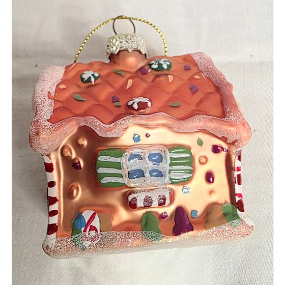 2009 Gingerbread House Glass Ornament 3" Tall Copper Colored Whimsical - Picture 6 of 6